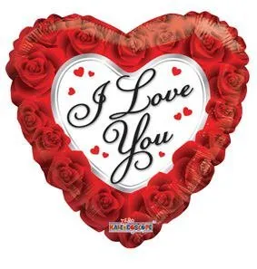 18" I Love You Classic Roses Mylar Balloon - V4