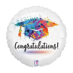 18" Painterly Grad Congratulations Mylar Balloon