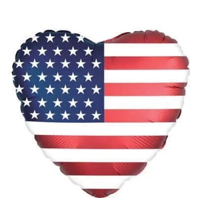 18" Satin Heart Flag Mylar Balloon #195