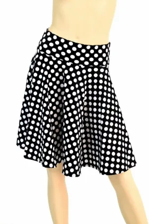 19" Black & White Polka Dot Skater Skirt