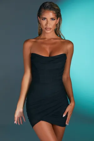 Bandeau Wrap Mini Dress in Black