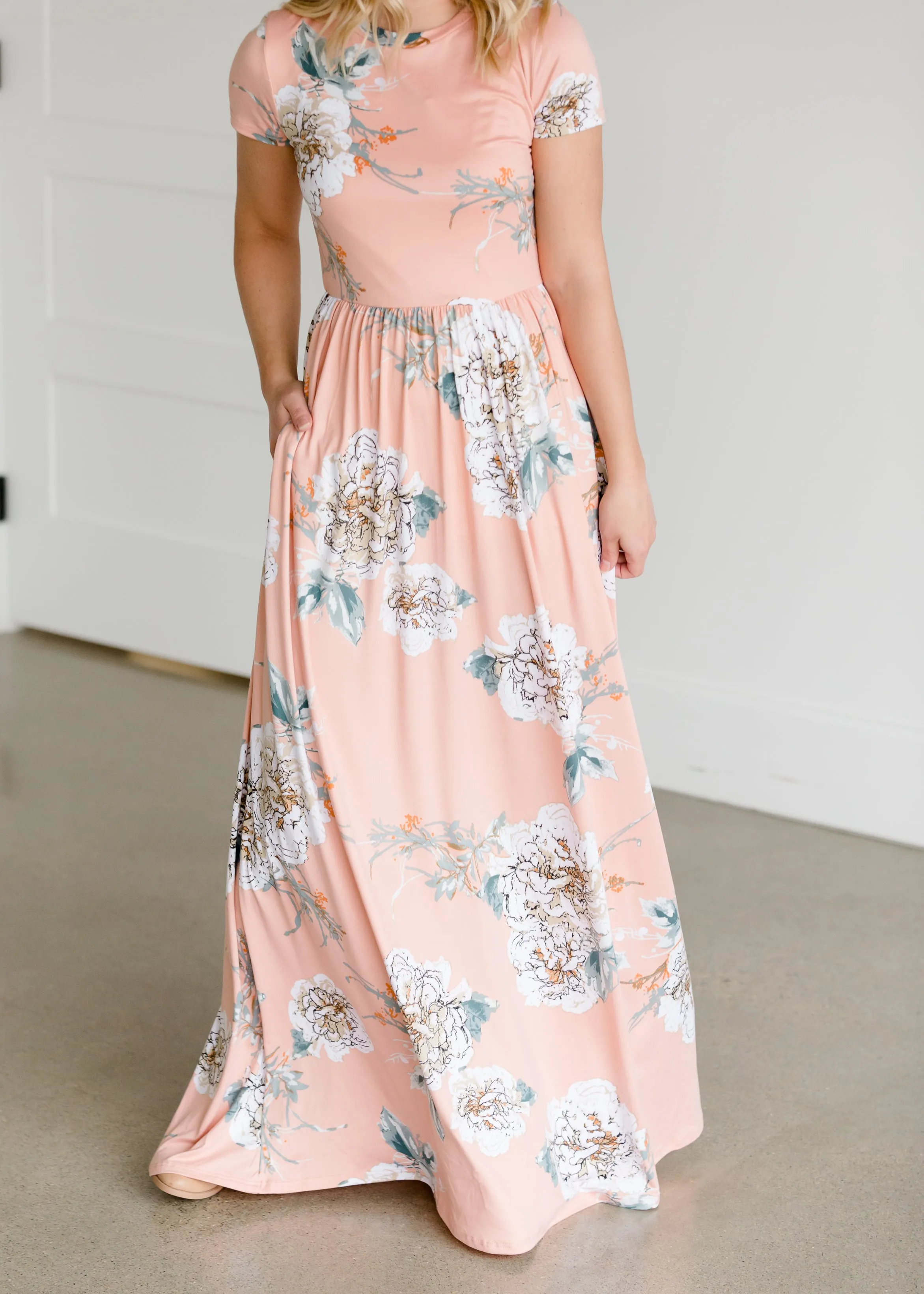 Blush Flare Floral Maxi Dress