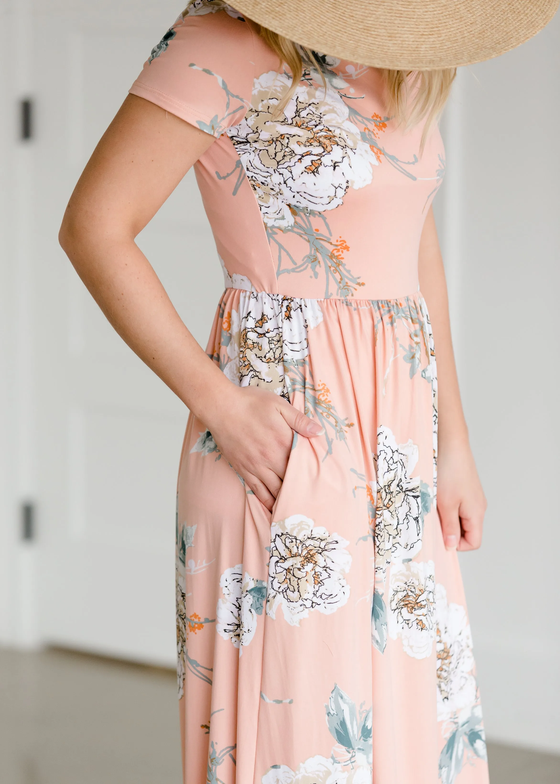 Blush Flare Floral Maxi Dress