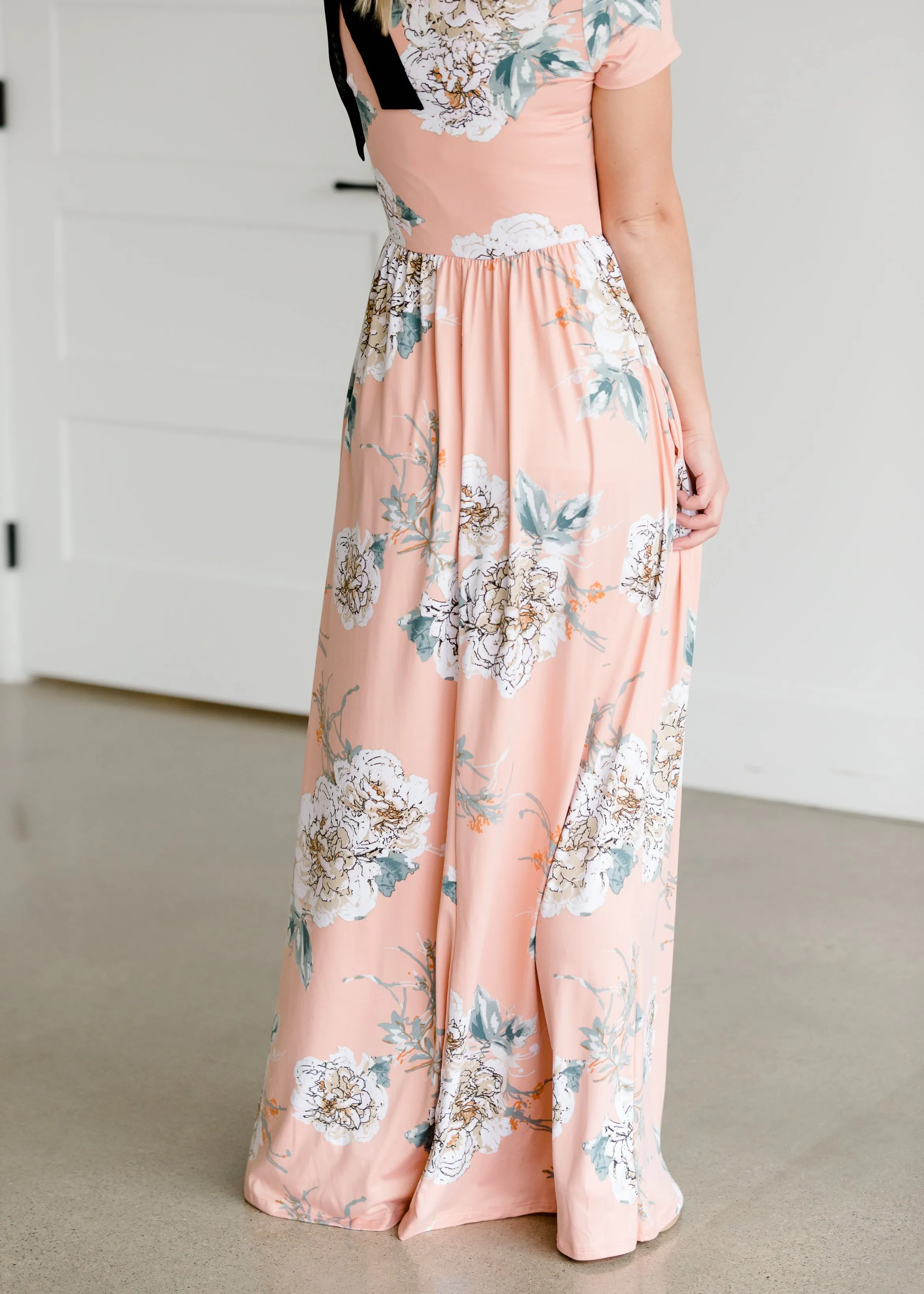 Blush Flare Floral Maxi Dress