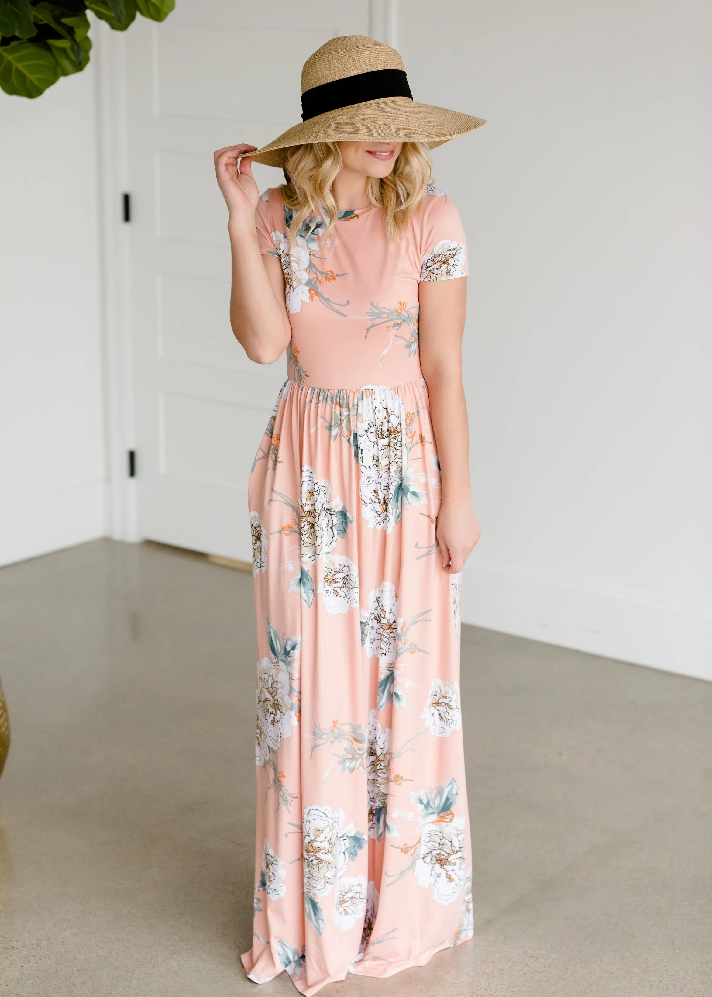 Blush Flare Floral Maxi Dress