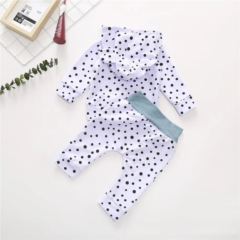 Boys Hooded Polka Dot Long Sleeve Jumper & Pants