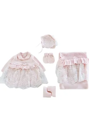 Brea Pink Knit Newborn Coming Home Set (5 Pcs)