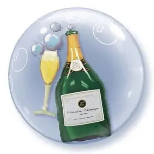 Champagne Bottle and Glass Double Bubble Balloon