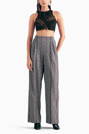 Coal 3D Embellished Blouse With Slate Trousers