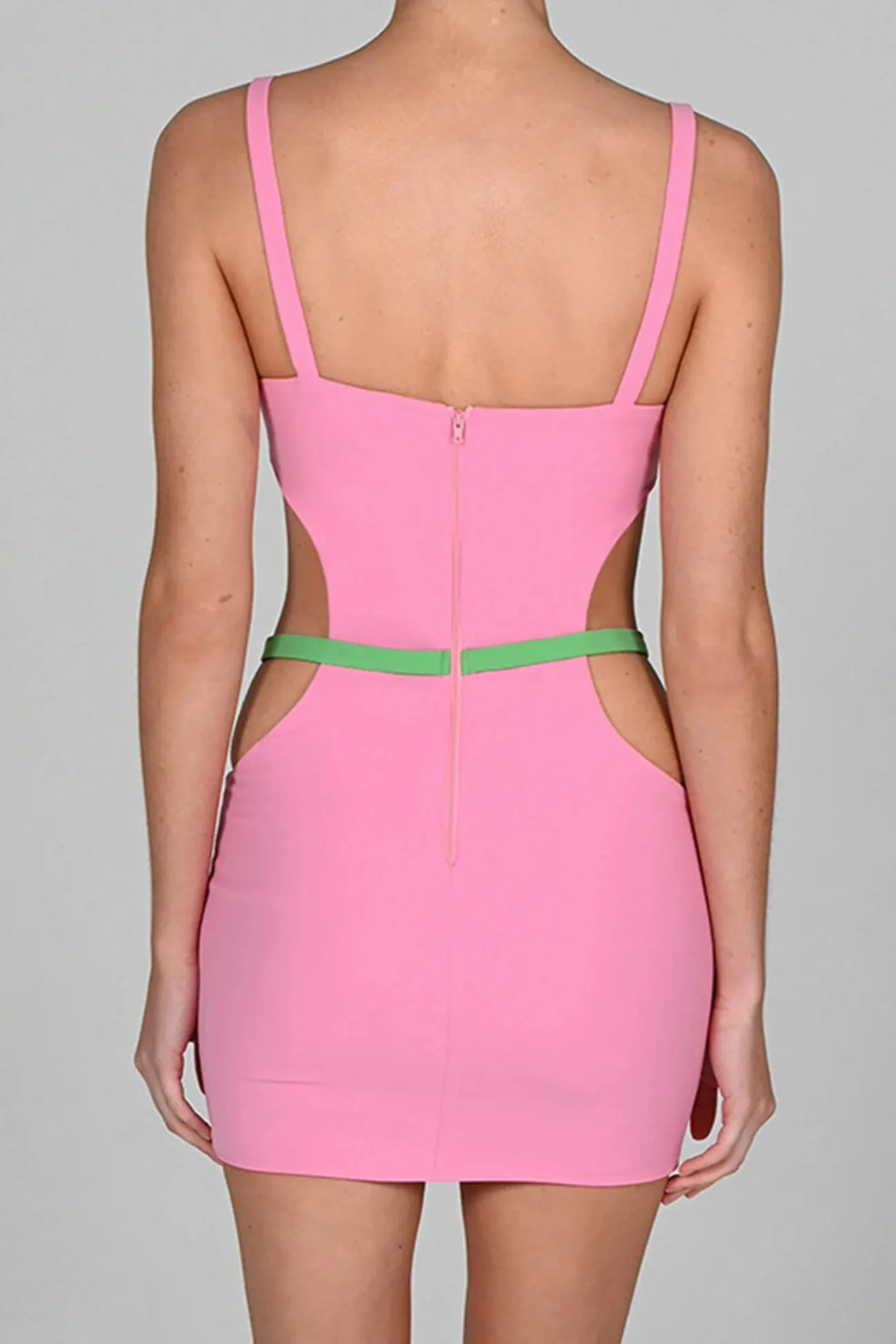 Contrast Cutout Slit Back Cami Mini Dress