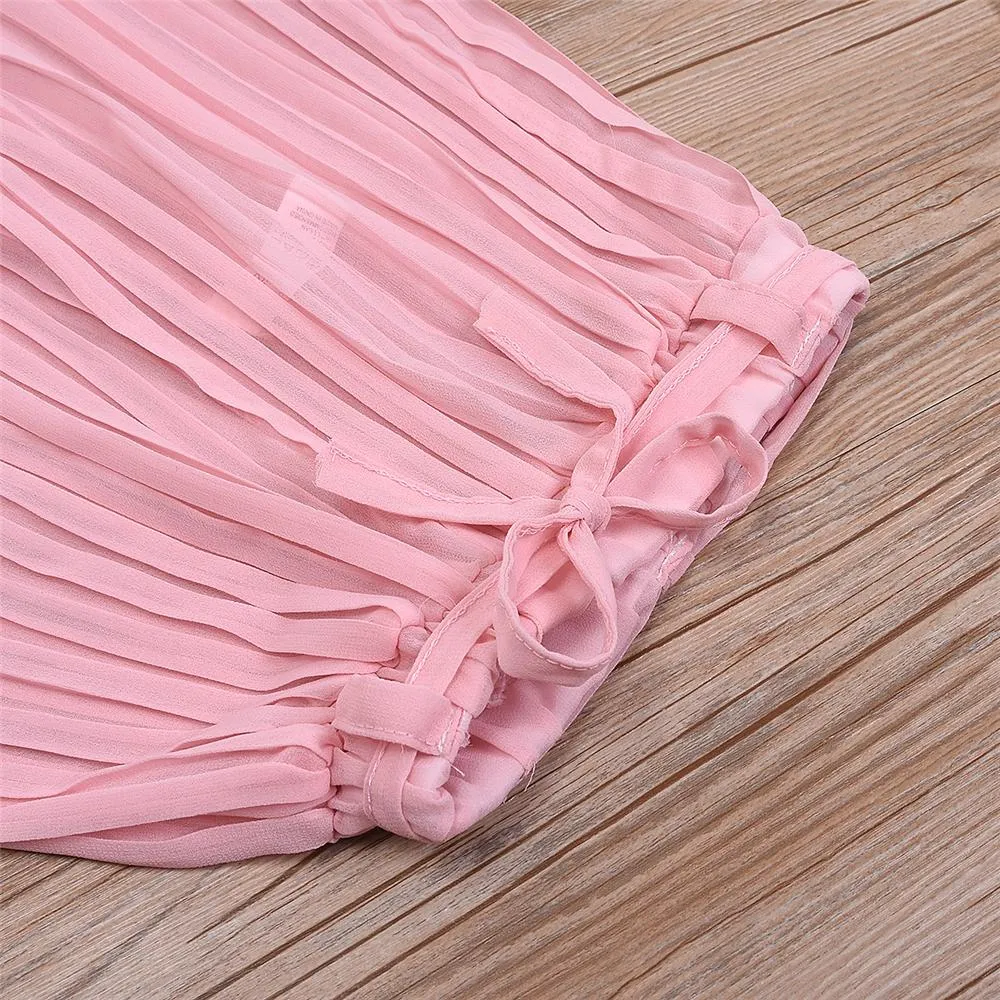 Girls Summer Solid Tassel Sleeveless Top & Pants Toddler Girl Wholesale Clothing