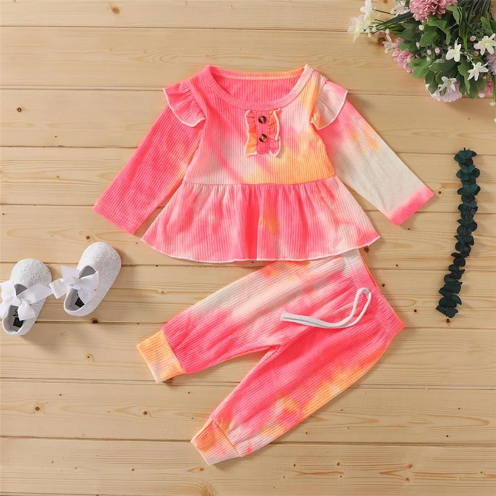 Girls Tie Dye Long Sleeve Stylish Top & Pants Wholesale Girls Boutique Clothing