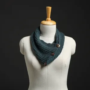 Green - Kumaun Hand Knitted Woolen Button Cowl 117