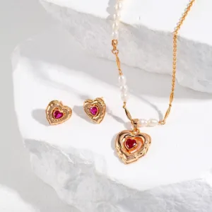 Heart Balloon Earrings and Necklace set