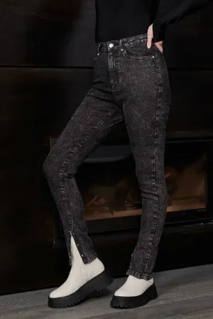 HIGH WAISTED SKINNY JEANS  - BLACK