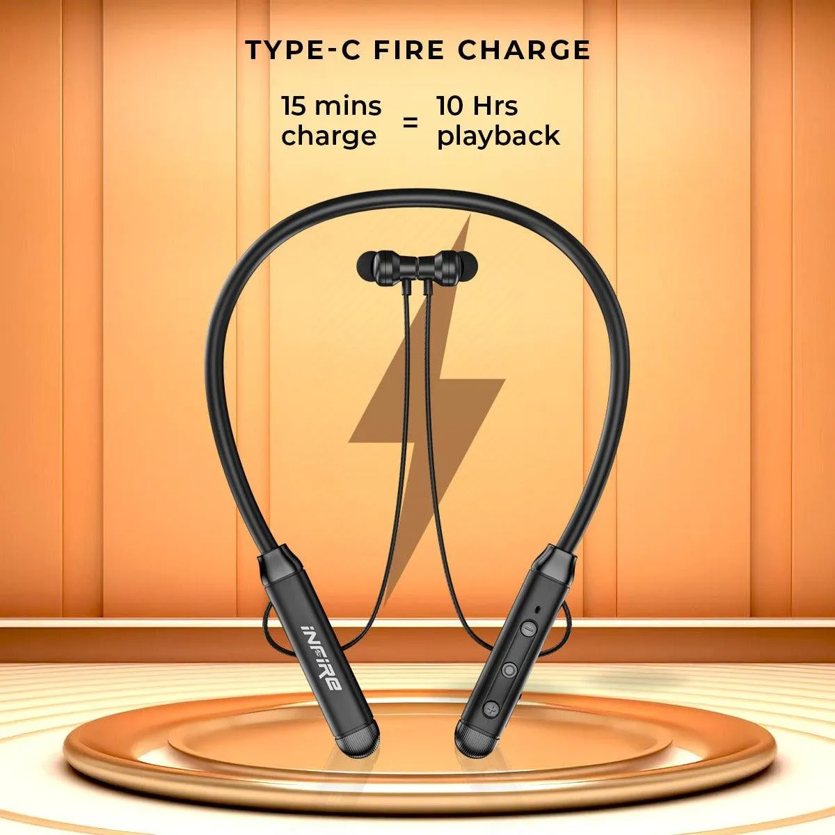 iNFiRe FireBand 101 upto 50 Hours Playback Time , IPX5 with Fire Charge Bluetooth NeckBand