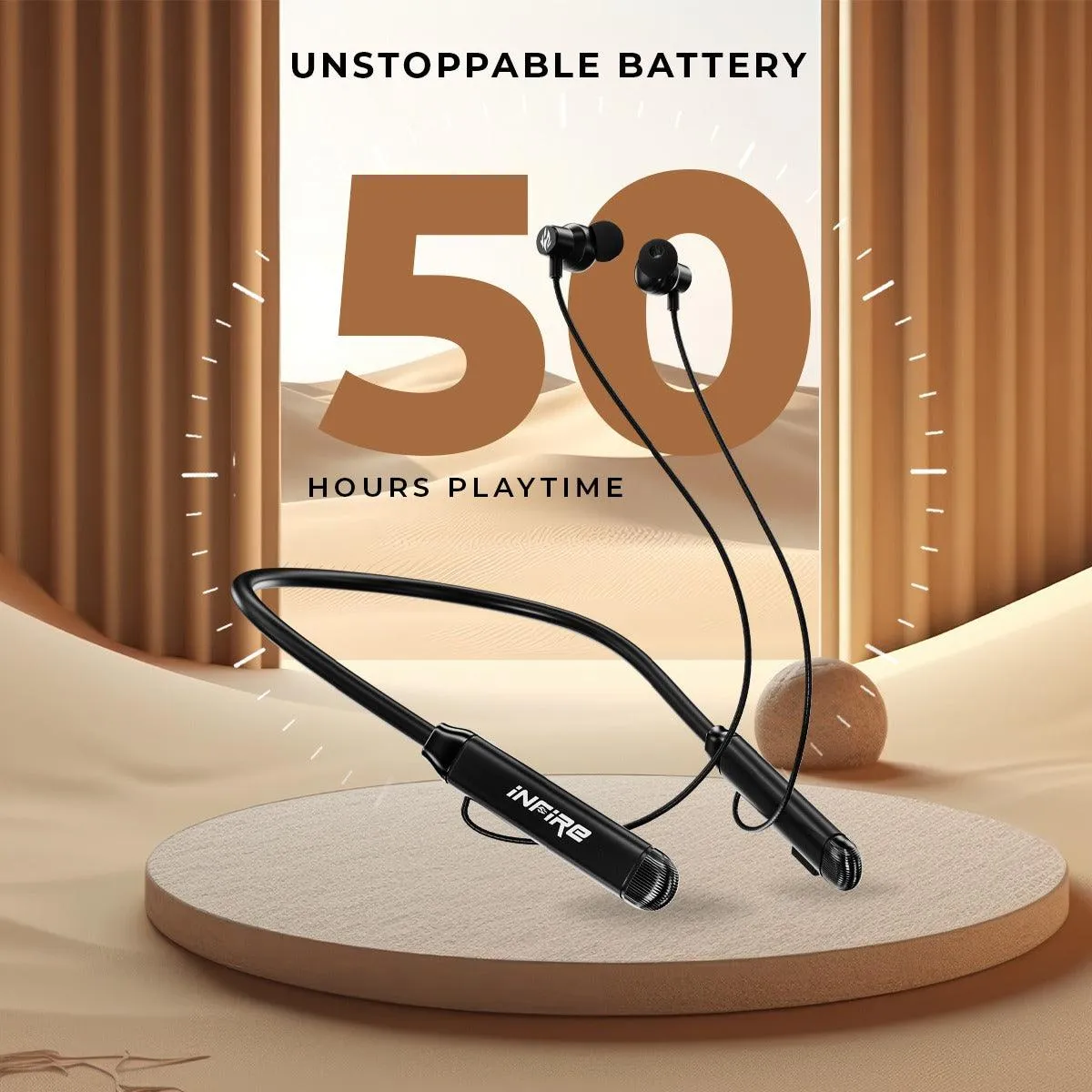 iNFiRe FireBand 101 upto 50 Hours Playback Time , IPX5 with Fire Charge Bluetooth NeckBand