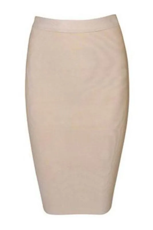 Midi Pencil Bandage Skirt - Nude/White/Black