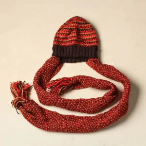 Orange - Kumaun Hand Knitted Woolen Muffler Cap 79