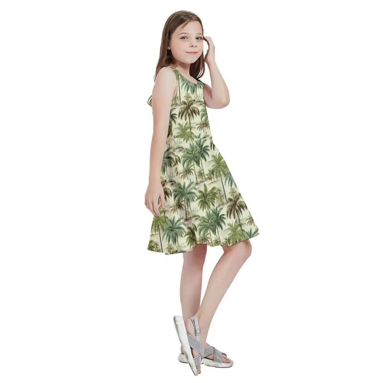 Palm Haven Kids' Skater Dress