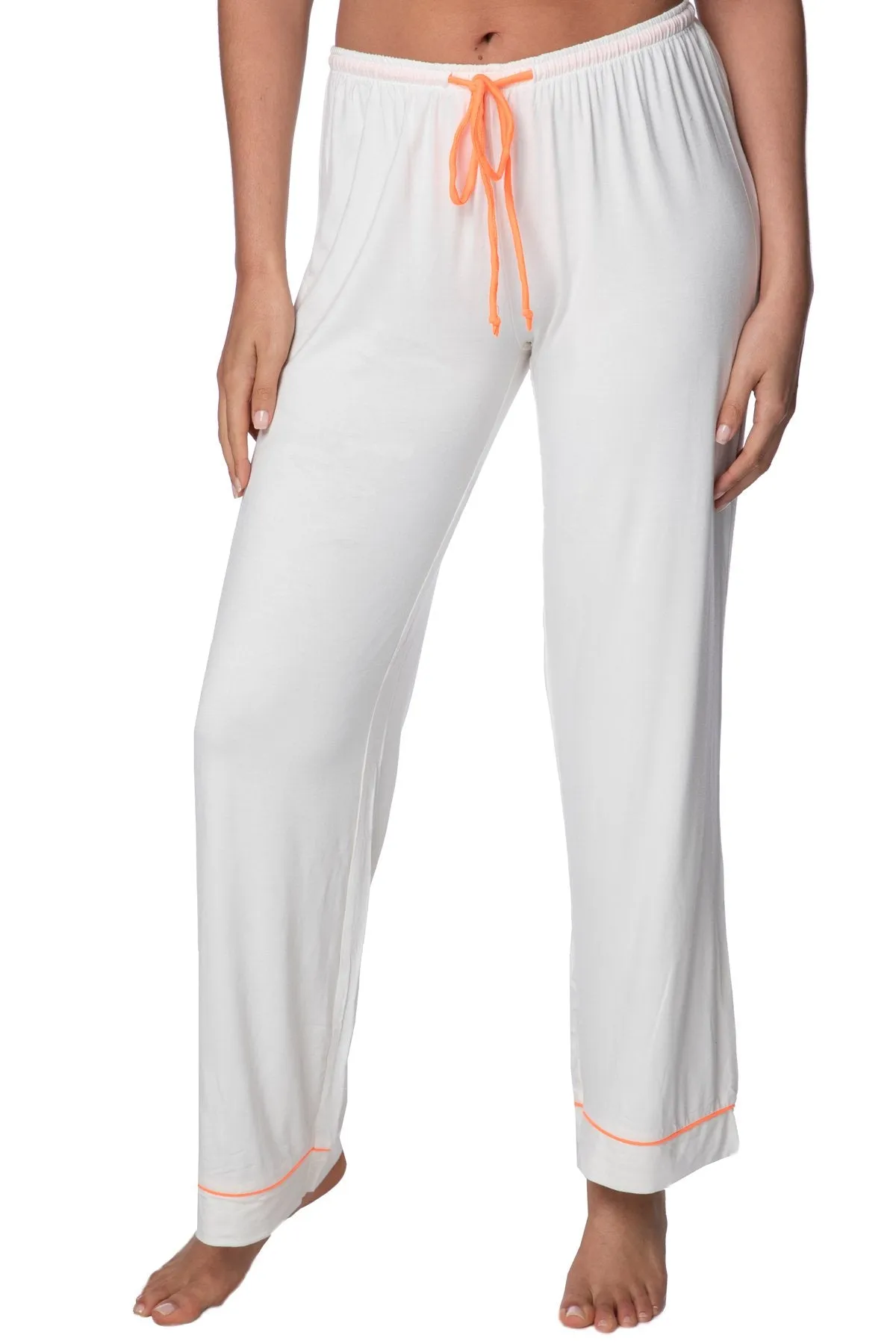 Pippa PJ Knit Pant in Nude with Contrast Piping