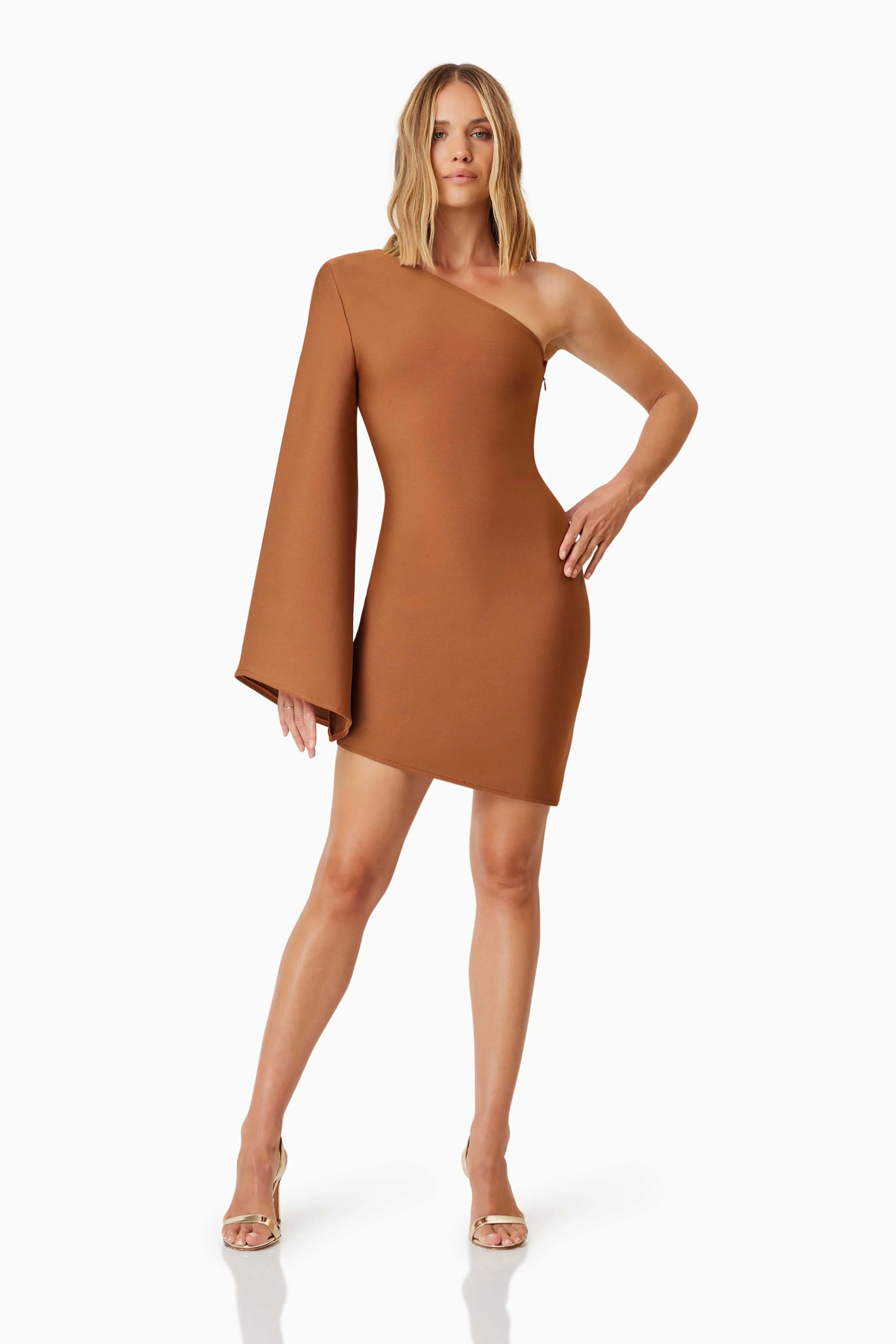 Riley Party Mini Dress In Brown