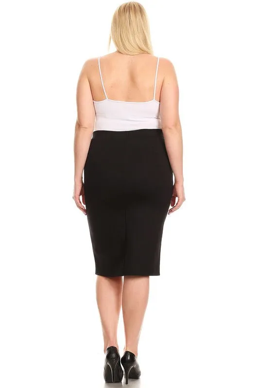 Royal Curves Black Pencil Midi-FINAL SALE-NOT ELIGIBLE FOR EXCHANGE OR REFUND