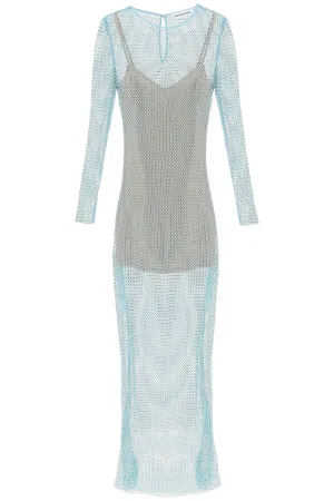 Self portrait maxi dress in fishnet with rhinestones