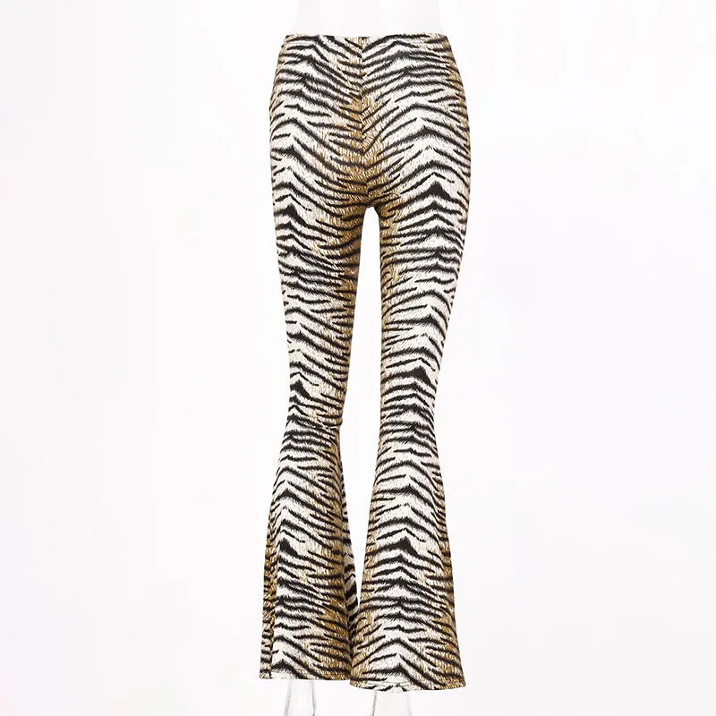 Sexy Flare High Waist Animal Print Bodycon Pants