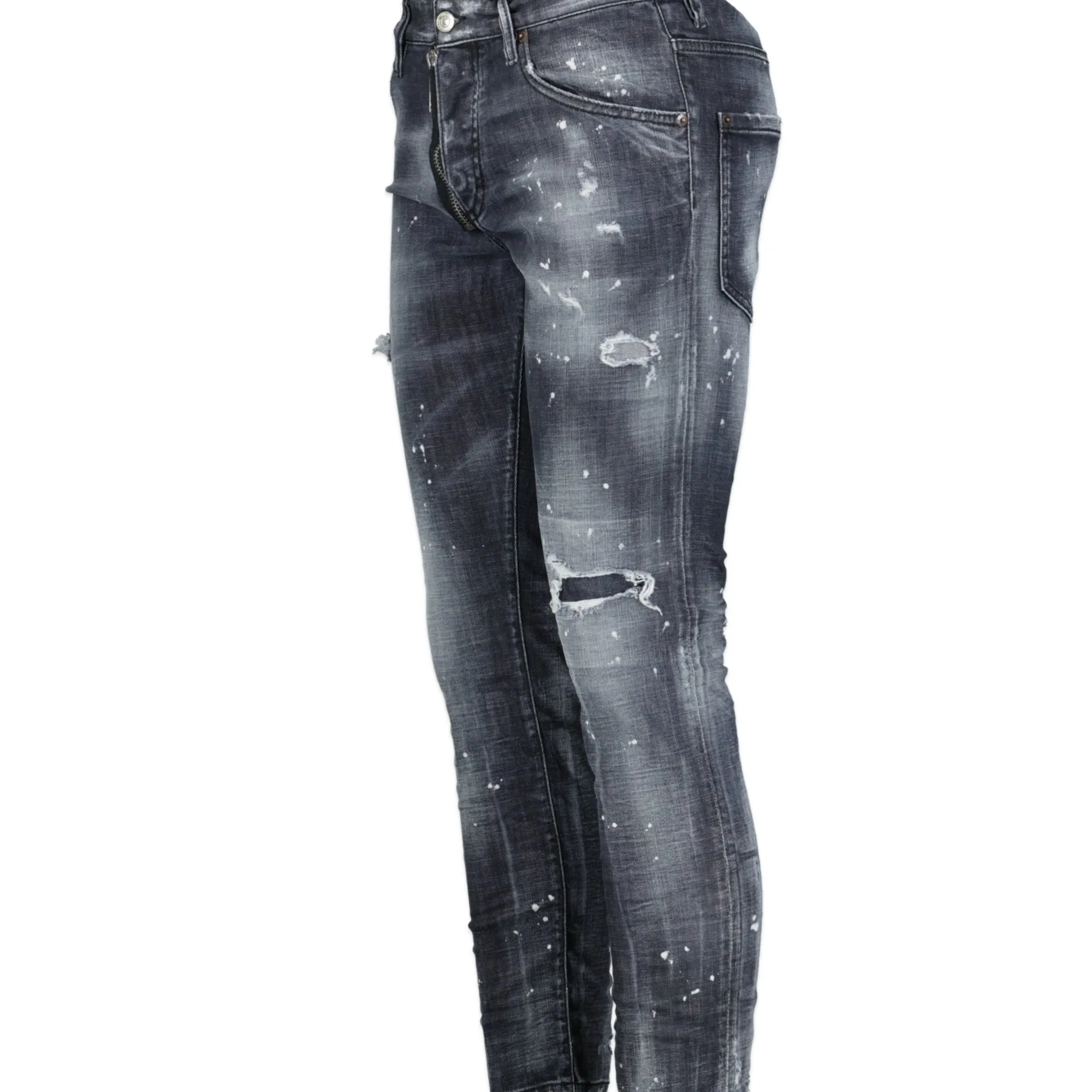 'Skater' Print Logo Slim Fit Jeans Black