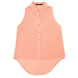 Sleeveless Button-Up Blouse