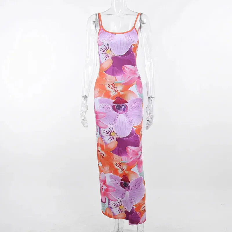 Tie-dye Sexy Suspender Backless Sling Beach Bodycon Dress